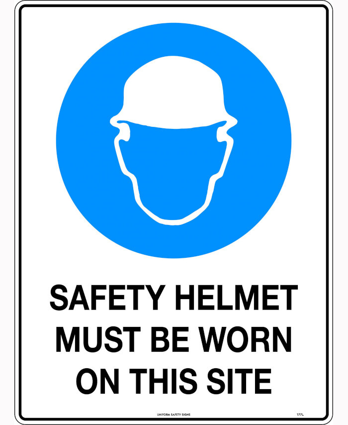 600x400mm - Corflute - Safety Helmets Must Be Worn On This Site ...