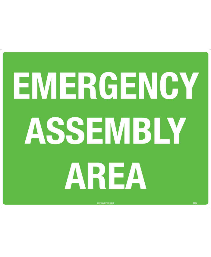 600x400mm - Corflute - Emergency Assembly Area - Uniform Safety Signs