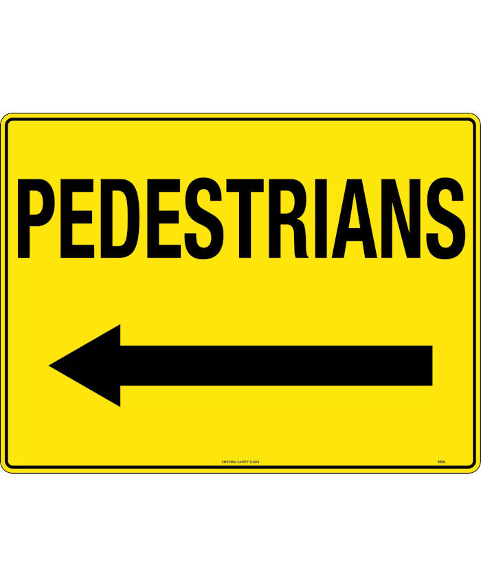600x400mm - Corflute - Pedestrians (Arrow Left) - Uniform Safety Signs