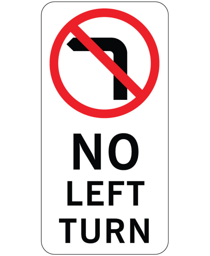750x750mm - Aluminium, Class 1 - No Left Turn Symbol in Roundel ...