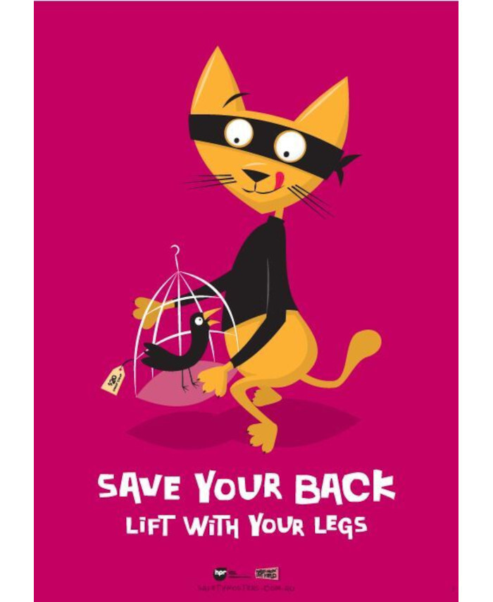 594x420mm Laminated Safety Poster Save Your Back, Lift with Your