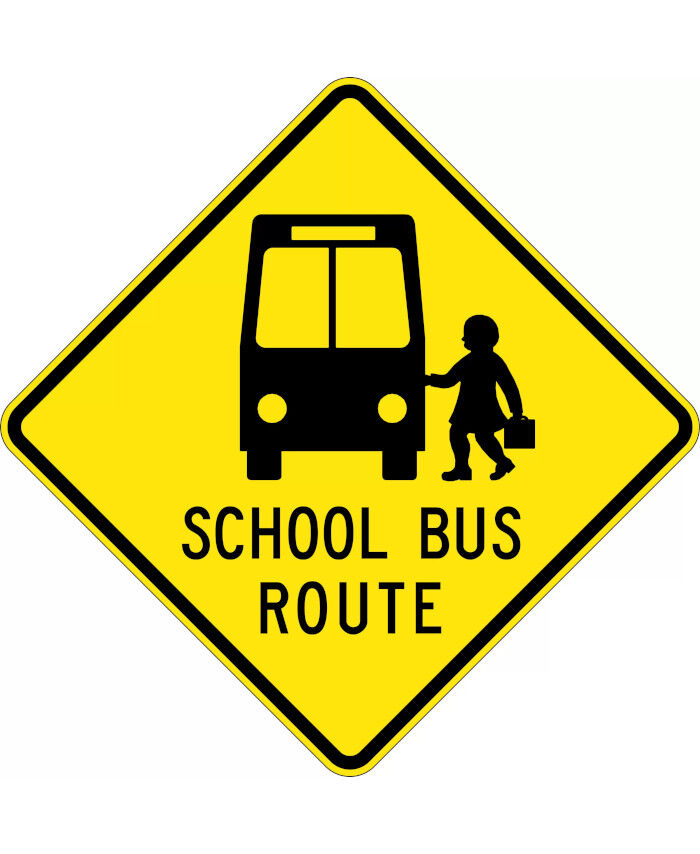 Bus Rider Sign Classroom 750x750mm - Aluminium - Class 1 Reflective - School Bus Route + Picto ...