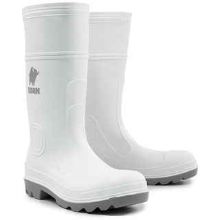 WORKWEAR, SAFETY & CORPORATE CLOTHING SPECIALISTS MOHAWK PVC NITRILE GUMBOOT WHITE WITH GREY SOLE
