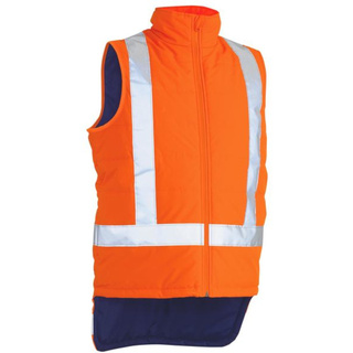 WORKWEAR, SAFETY & CORPORATE CLOTHING SPECIALISTS DISCONTINUED - TAPED HI VIS PUFFER VEST - X BACK (SHOWER PROOF)