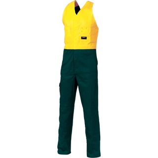 WORKWEAR, SAFETY & CORPORATE CLOTHING SPECIALISTS HiVis Two Tone Cotton Action Back Overall-Yellow / Green-97R