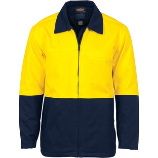 WORKWEAR, SAFETY & CORPORATE CLOTHING SPECIALISTS HiVis Two Tone Protect or Drill Jacket-Yellow / Navy-XL