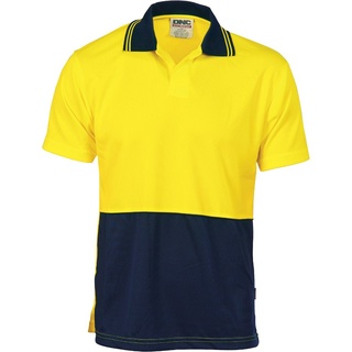 WORKWEAR, SAFETY & CORPORATE CLOTHING SPECIALISTS HiVis Two Tone Food Industry Polo - Short Sleeve-Yellow / Navy-4XL