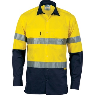 WORKWEAR, SAFETY & CORPORATE CLOTHING SPECIALISTS HiVis 3 Way Cool-Breeze Cotton Shirt with CSR/Tape - Long sleeve
