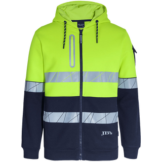 WORKWEAR, SAFETY & CORPORATE CLOTHING SPECIALISTS JB's 450G HV FULL ZIP HOODIE WITH FRAG TAPE