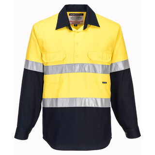 WORKWEAR, SAFETY & CORPORATE CLOTHING SPECIALISTS Hi-Vis Two Tone Regular Weight Long Sleeve Closed Front Shirt with Tape (Old WWNC1001AC)