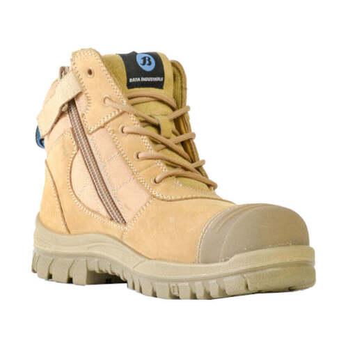 WORKWEAR, SAFETY & CORPORATE CLOTHING SPECIALISTS - Naturals - Zippy - Wheat Nubuck Zip / Lace Safety Boot