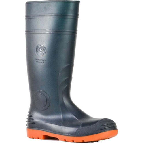 WORKWEAR, SAFETY & CORPORATE CLOTHING SPECIALISTS Jobmaster 3 Gumboots - Green/Orange PVC 400mm Safety Toe/Midsole Gumboot