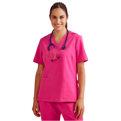 WORKWEAR, SAFETY & CORPORATE CLOTHING SPECIALISTS - PINK RIBBON Womens V-Neck Scrub Top