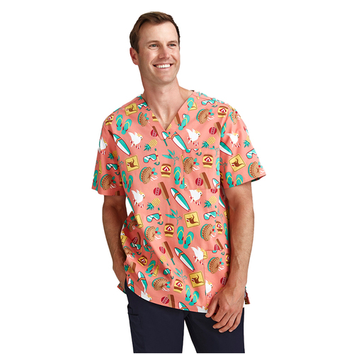 WORKWEAR, SAFETY & CORPORATE CLOTHING SPECIALISTS - MENS CHRISTMAS S/S V-NECK SCRUB TOP