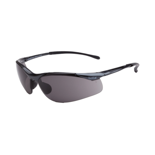 WORKWEAR, SAFETY & CORPORATE CLOTHING SPECIALISTS - CONTOUR Dark Gun Frame PLATINUM AS/AF Smoke Lens - Spectacles