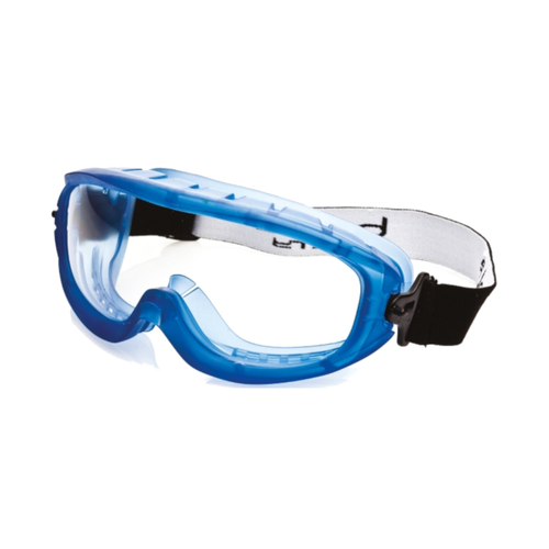 WORKWEAR, SAFETY & CORPORATE CLOTHING SPECIALISTS - ATOM Blue TPR Frame PLATINUM AS/AF Clear Lens - Indirect Vents Top/Bottom - Goggles