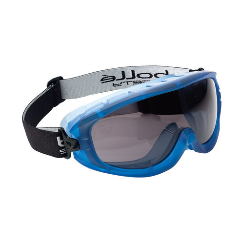 WORKWEAR, SAFETY & CORPORATE CLOTHING SPECIALISTS - ATOM Blue TPR Frame PLATINUM AS/AF Smoke Lens - Indirect Vents Top/Bottom - Goggles