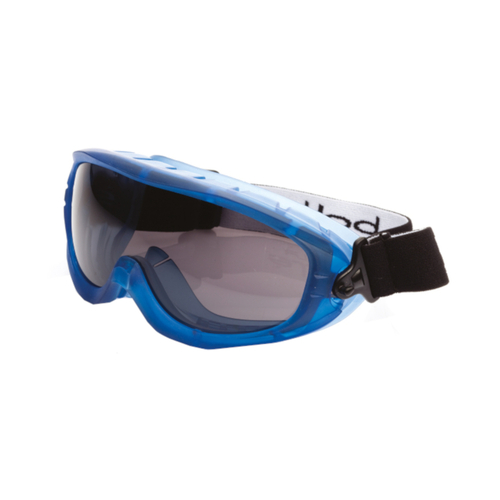 WORKWEAR, SAFETY & CORPORATE CLOTHING SPECIALISTS - ATOM Blue TPR Frame PLATINUM AS/AF Smoke Lens - Top Vent Closed - Goggles