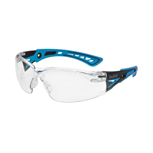 WORKWEAR, SAFETY & CORPORATE CLOTHING SPECIALISTS - RUSH+ SMALL Black / Blue Temples PLATINUM AS/AF Clear Lens - Spectacles