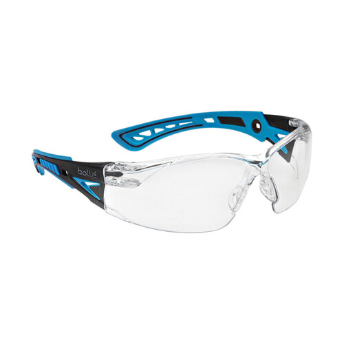 WORKWEAR, SAFETY & CORPORATE CLOTHING SPECIALISTS RUSH+ SMALL Black / Blue Temples PLATINUM AS/AF Clear Lens - Spectacles