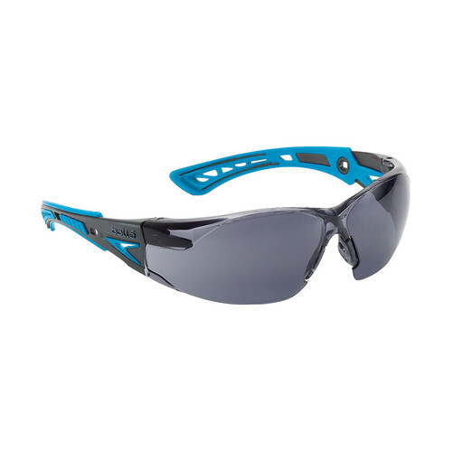 WORKWEAR, SAFETY & CORPORATE CLOTHING SPECIALISTS RUSH+ SMALL Black / Blue Temples PLATINUM AS/AF Smoke Lens - Spectacles