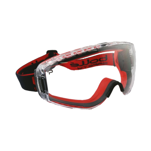 WORKWEAR, SAFETY & CORPORATE CLOTHING SPECIALISTS - PILOT 2 FIRE FIGHTER PP/TPR Red Frame PLATINUM AS/AF Clear Lens - Fully Sealed - Goggles