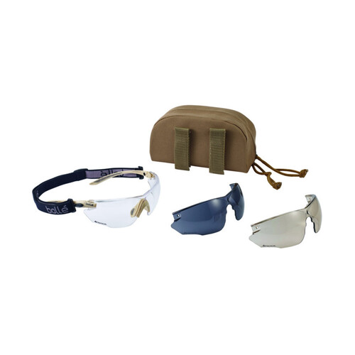 WORKWEAR, SAFETY & CORPORATE CLOTHING SPECIALISTS DISCONTINUED - COMBAT Platinum ASAF Clear PC Lens W/Sand Frame - Spare Smoke + CSP Lens & Carry Case