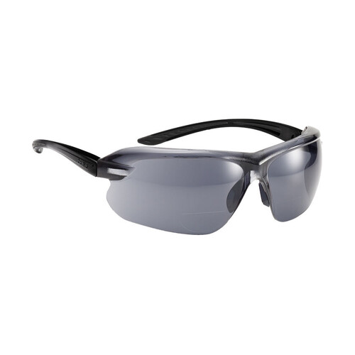 WORKWEAR, SAFETY & CORPORATE CLOTHING SPECIALISTS IRI-s DIOPTER Black/Grey Temple AS/AF Smoke Lens +2.5 - Spectacles