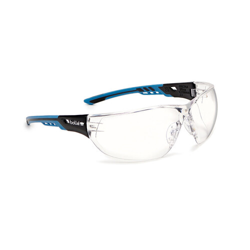 WORKWEAR, SAFETY & CORPORATE CLOTHING SPECIALISTS NESS+ SMALL Black / Blue Temples Platinum AS/AF Clear Lens