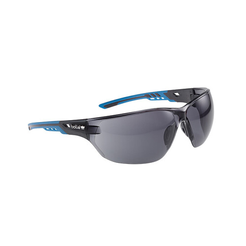 WORKWEAR, SAFETY & CORPORATE CLOTHING SPECIALISTS NESS+ SMALL Black / Blue Temples Platinum AS/AF Smoke Lens