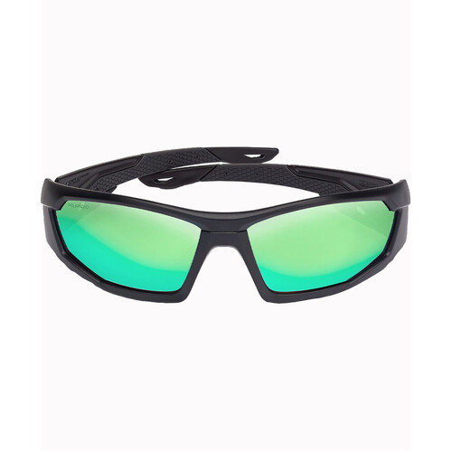 WORKWEAR, SAFETY & CORPORATE CLOTHING SPECIALISTS - MERCURO Grey / Black Temples Green Flash Polarised Lens - Soft Drawstring Pouch