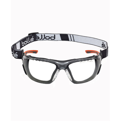 WORKWEAR, SAFETY & CORPORATE CLOTHING SPECIALISTS - NESS+ SEAL Orange / Black Temples Platinum AS/AF Clear Lens - Assembled With Gakset / Foam + Strap