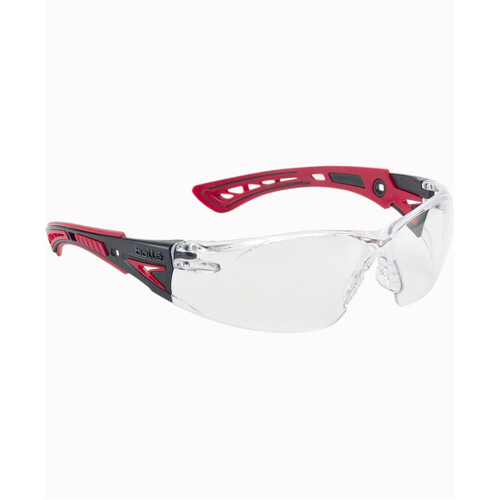 WORKWEAR, SAFETY & CORPORATE CLOTHING SPECIALISTS - RUSH+ Platinum ASAF Clear PC Lens Blk/Red Temples W/Eco-Packaging (Silk Paper+Recycled Box)