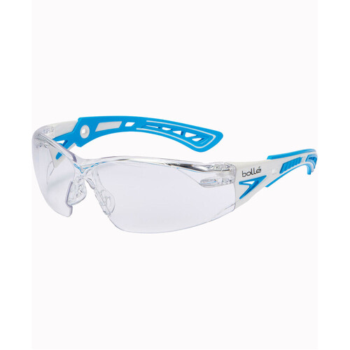 WORKWEAR, SAFETY & CORPORATE CLOTHING SPECIALISTS - RUSH+ Healthcare Platinum ASAF Clear PC Lens With Blue/White Temples