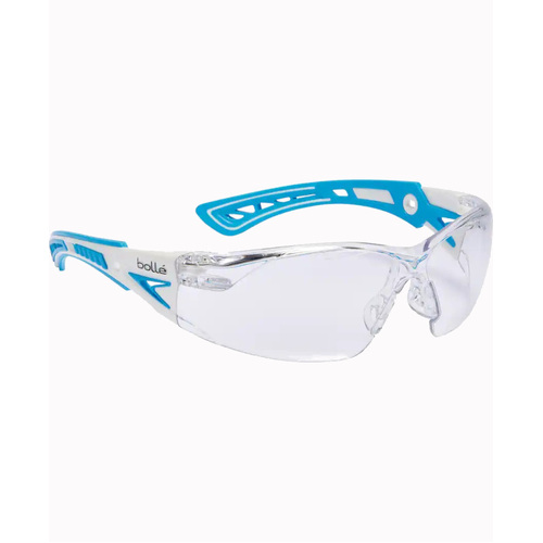 WORKWEAR, SAFETY & CORPORATE CLOTHING SPECIALISTS RUSH+ SMALL Healthcare Platinum ASAF Clear PC Lens With Blue/White Temples