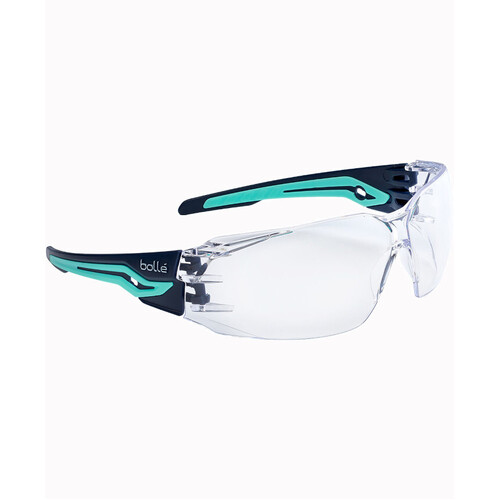 WORKWEAR, SAFETY & CORPORATE CLOTHING SPECIALISTS SILEX Navy / Aqua Temples AS/AF Clear Lens W/Eco-Packaging (Silk Paper+Recycled Box)