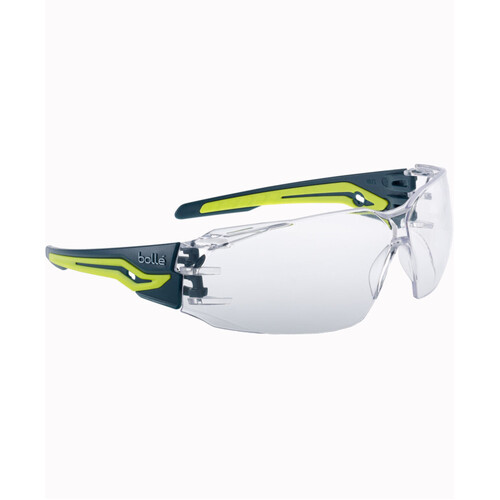 WORKWEAR, SAFETY & CORPORATE CLOTHING SPECIALISTS SILEX+ Forest / Yellow Temples Platinum AS/AF Clear Lens W/Eco-Packaging (Silk Paper+Recycled Box)