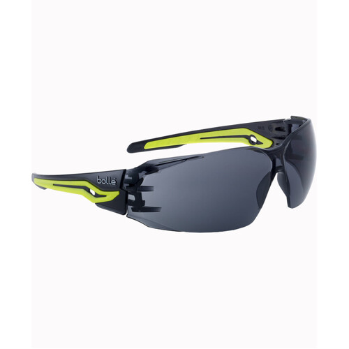 WORKWEAR, SAFETY & CORPORATE CLOTHING SPECIALISTS SILEX+ Black / Yellow Temples Platinum AS/AF Smoke Lens W/Eco-Packaging (Silk Paper+Recycled Box)