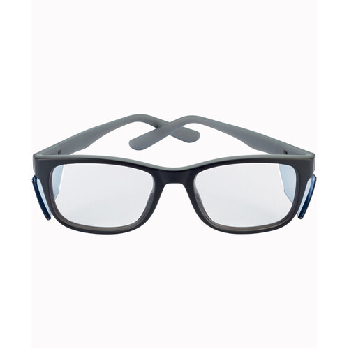 WORKWEAR, SAFETY & CORPORATE CLOTHING SPECIALISTS - KICK Black/Grey Frame with Side Shield and Clear "Blue Light Protective" PC Lens