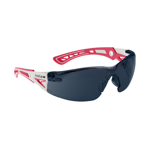 WORKWEAR, SAFETY & CORPORATE CLOTHING SPECIALISTS - RUSH+ SMALL Pink / White Temples PLATINUM AS/AF Smoke Lens - Proudly Supporting Breast Cancer Network Australia