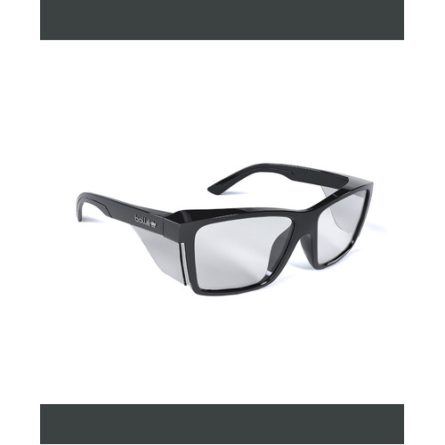 WORKWEAR, SAFETY & CORPORATE CLOTHING SPECIALISTS STKS 420 -Clear PC Lens - PLATINUM (ASAF) - Black Gloss PC Temples/Frame
