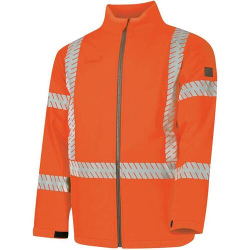 WORKWEAR, SAFETY & CORPORATE CLOTHING SPECIALISTS - FR Softshell PPE Category 2 Hi-Vis Jacket with Segmented FR Tape