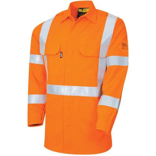 WORKWEAR, SAFETY & CORPORATE CLOTHING SPECIALISTS - FR Lightweight NSW Rail PPE Category 1 Hi-Vis Shirt with Loxy Reflective Tape