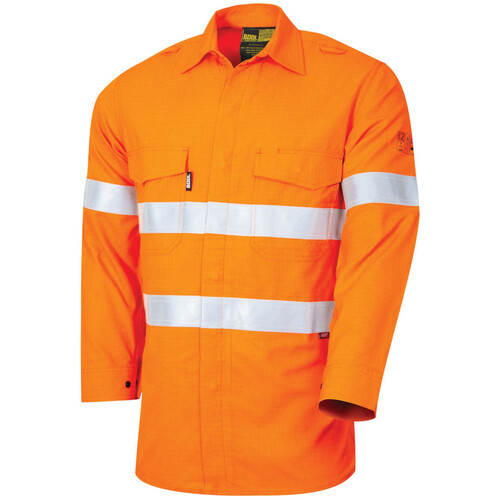 WORKWEAR, SAFETY & CORPORATE CLOTHING SPECIALISTS - FR Regular Weight PPE Category 2 Hi-Vis Shirt with Segmented Loxy Reflective Tape