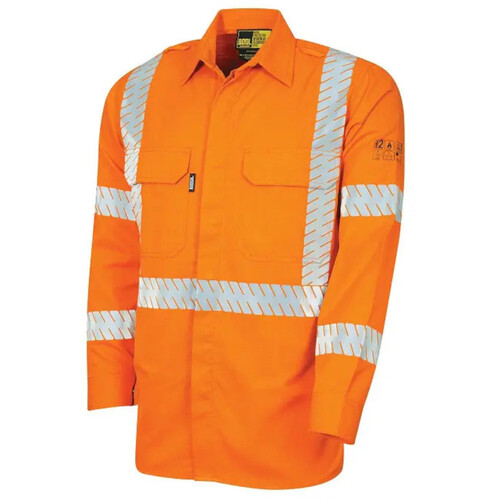 WORKWEAR, SAFETY & CORPORATE CLOTHING SPECIALISTS - FR Regular Weight PPE Category 2 Hi-Vis Shirt with Segmented Loxy Reflective Tape