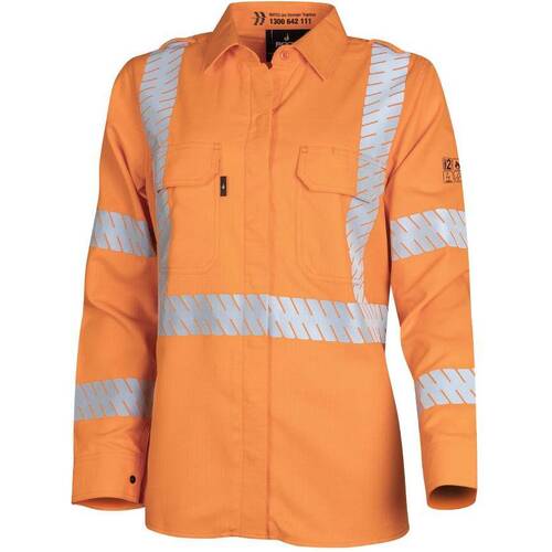 WORKWEAR, SAFETY & CORPORATE CLOTHING SPECIALISTS - Womens FR Regular Weight PPE Category 2 Hi-Vis Shirt with Segmented Loxy Reflective Tape