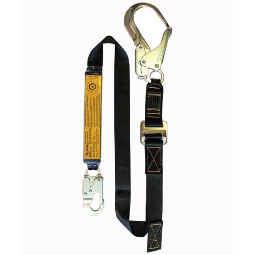 WORKWEAR, SAFETY & CORPORATE CLOTHING SPECIALISTS - B-SAFE SHOCK ABSORBING LANYARD WITH WEBBING AND SNAP/SCAFFOLD HOOKS - 2M
