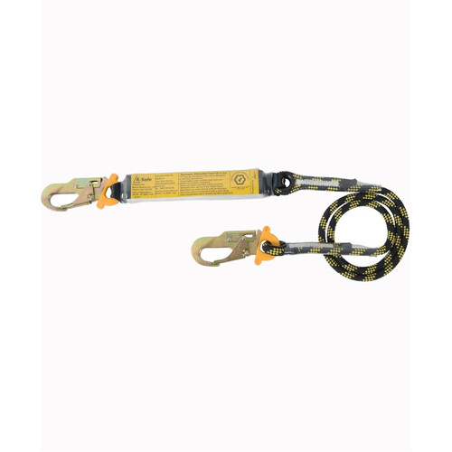 WORKWEAR, SAFETY & CORPORATE CLOTHING SPECIALISTS - B-SAFE SHOCK ABSORBING LANYARD WITH KERNMANTLE ROPE AND SNAP HOOKS - 2M