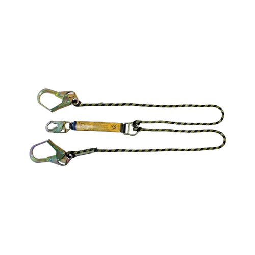 WORKWEAR, SAFETY & CORPORATE CLOTHING SPECIALISTS Shock Absorbing Lanyard B-Safe Rope Twin 2M Steel Snap Hook & Scaffold Hook 50KG-140KG