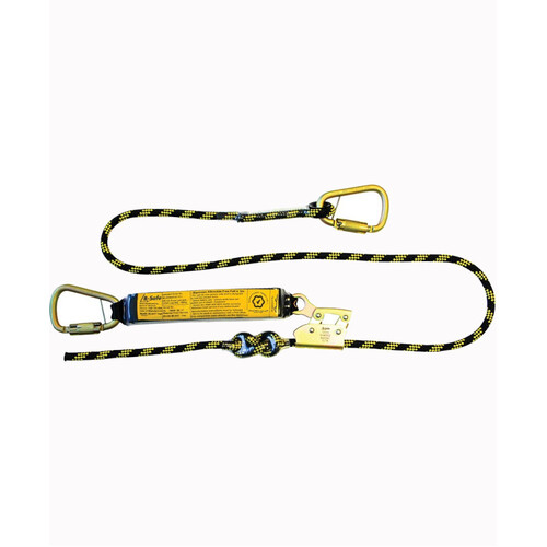 WORKWEAR, SAFETY & CORPORATE CLOTHING SPECIALISTS B-SAFE SHOCK ABSORBING LANYARD WITH KERNMANTLE ROPE AND KARABINERS - 2M